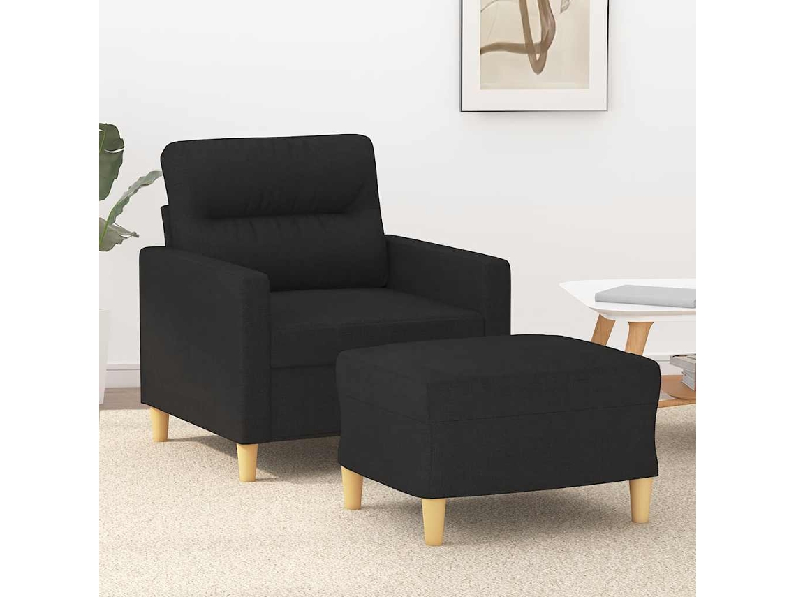 Vidaxl Poltrona Com Apoio De Pés 60 Cm Tecido Preto
