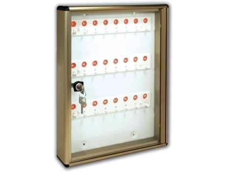 Caixa De Chaves De Alumínio 30x5x14 Cm Chaveiro De Parede Para Interior Ou Exterior Protegido Made In Italy Com 24 Ganchos Alubox
