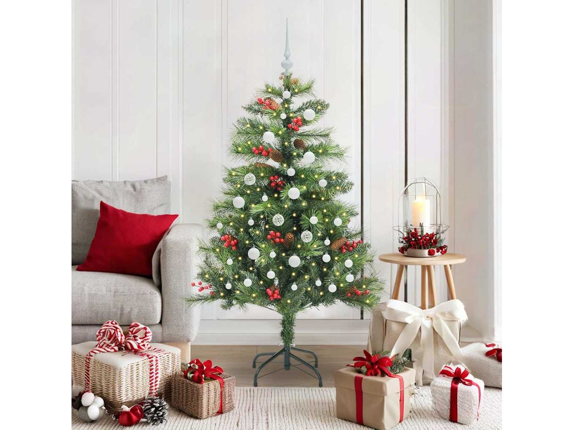 Vidaxl Árvore De Natal Artificial 150 Led Branco Quente Pvc E Metal