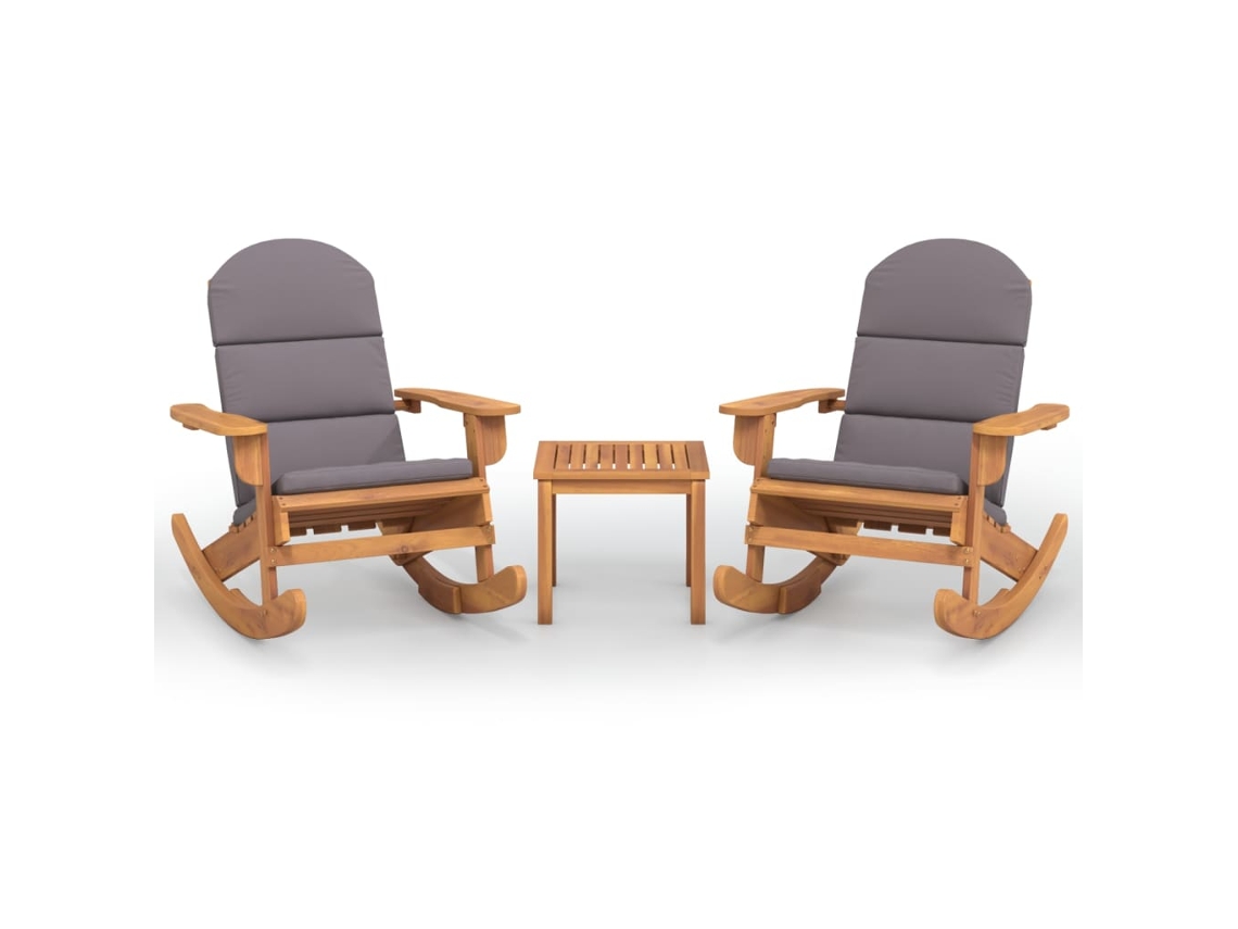 Maison Exclusive - 3 Pcs Conjunto Lounge De Jardim Adirondack Acácia Maciça