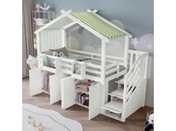 Beliche Cama Infantil 90x200cm Com Grade De Proteção Pinheiromdfcompensado Brancoverde Sem Colchão