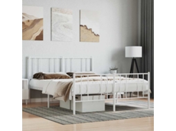 Vidaxl Estrutura De Cama Com Cabeceira E Pés 120x190 Cm Metal Branco