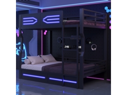 Cama Em Beliche Mdf E Metal Preto 140x200 Cm