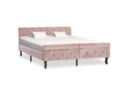 Vidaxl Estrutura De Cama 140x200 Cm Veludo Cor-de-rosa