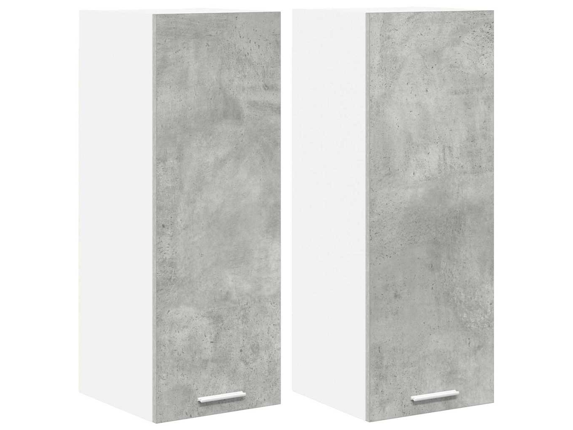Conjunto de Armários Suspensos Cinza Concreto e Branco (30x31x80 cm)