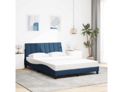 Vidaxl Estrutura De Cama Sem Colchão Hanko 140x190 Cm Tecido Azul