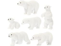 Kit de 6 Decorações Bonsai Brancas em Resina com Miniaturas de Ursos Polares Educativas para Sala de Estar e CHABERLU