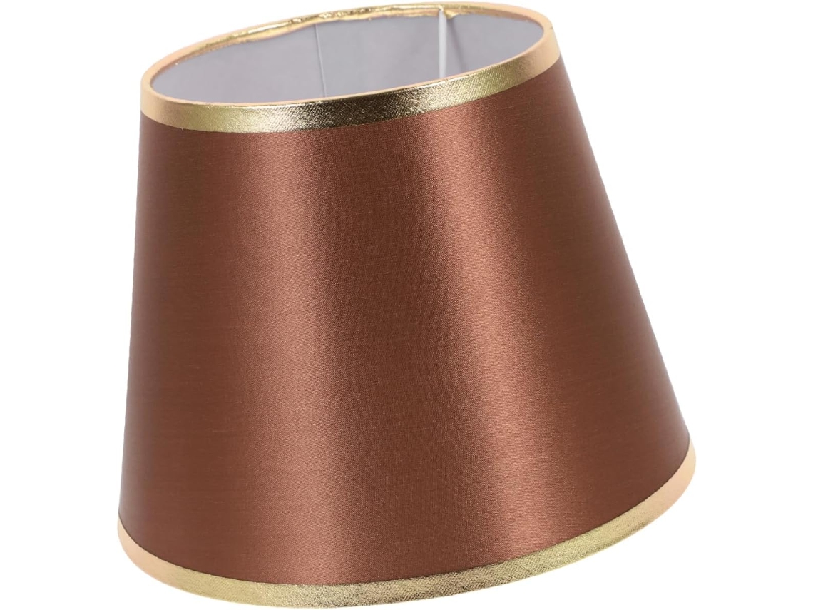 Luminária de Parede e de Mesa Redonda Dourada em Tecido Cor Café, Pequena Peça Decorativa para Sala de Estar. SFUSHOS