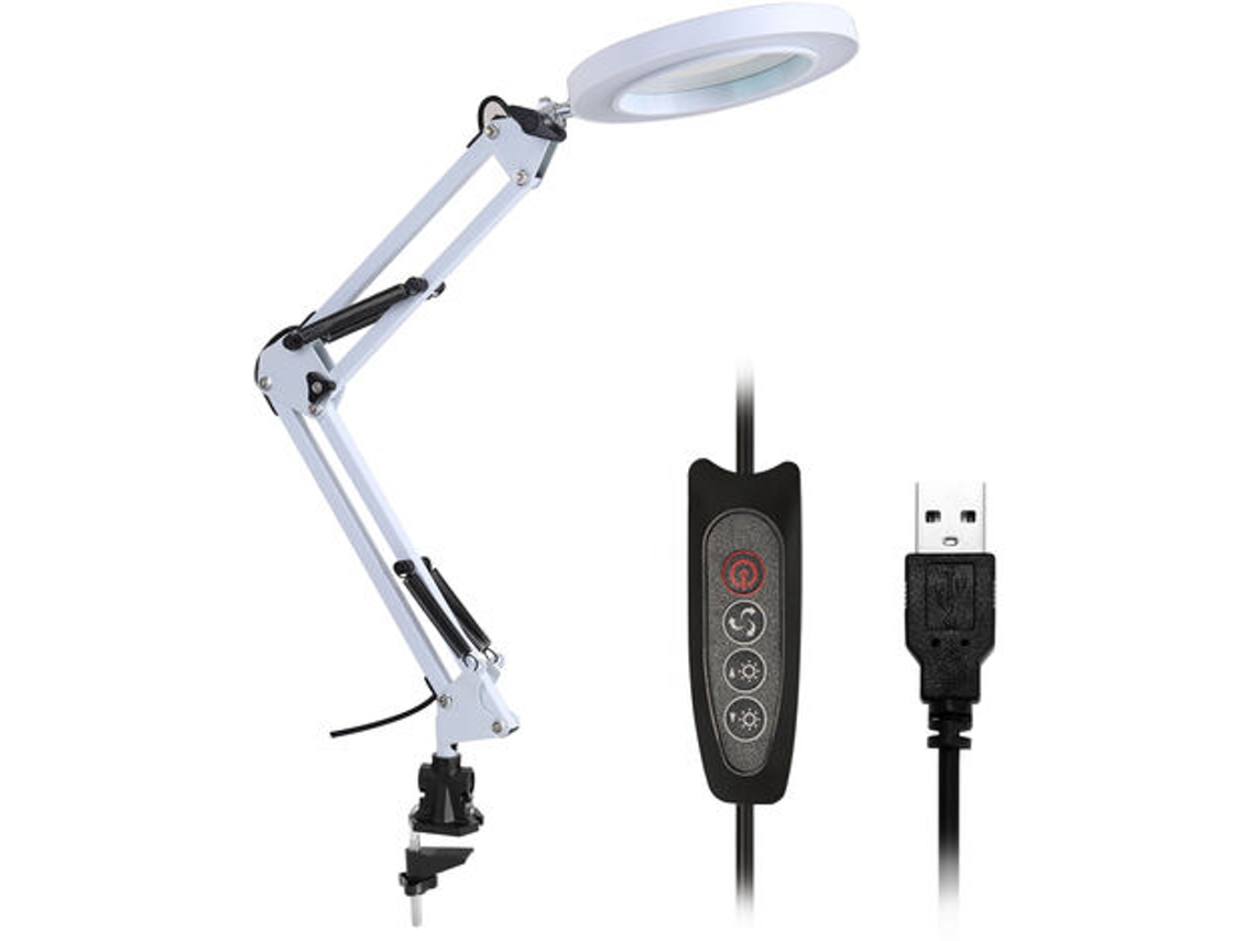 Luminária De Aumento Led Com Lupa, Luminária De Mesa Dobrável, Luminária De Leitura, Fonte De Alimentação Usb. Aquaforge