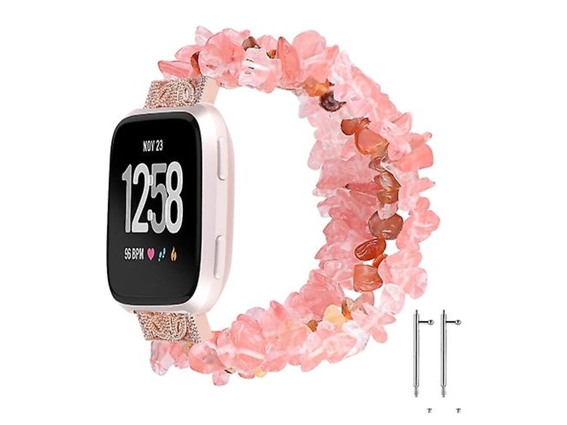 Lurelia Pulseira Fitbit Versa Com Pedra Robusta, Vermelho Melancia, Acabamento Moderno