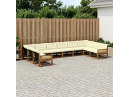 Vidaxl Conjunto De Sofás Para Exterior 10 Pcs Natural E Creme