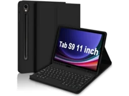 Capa De Couro Preta Teclado Quadrado Preto, Compatível Com Samsung A8 De 10,5 Polegadas X205/x200. Yunzii