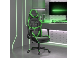 Vidaxl Cadeira Gaming Massagens C/ Apoio Pés Couro Artif. Preto/verde