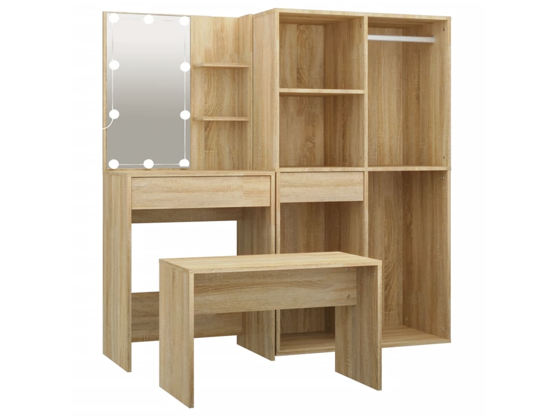 Conjunto de toucador com led VIDAXL Marrom Madeira processada (60x40x140 cm )