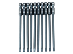 Conjunto De 10 Pontas De Parafusadeira Chata De Aço Liga S2, Cabo Hexagonal 1/4'', 100mm, H6.3*100*sl4mm, Magnéticas