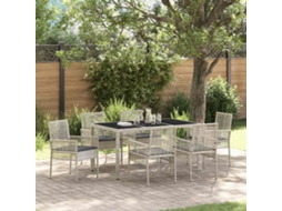 Vidaxl Conjunto de Jantar para Jardim 7 Pcs Cinzento claro Vime Pe