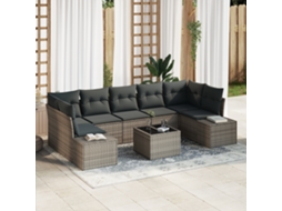 Conjunto 8 Conjunto De Sofá De Jardim Vidaxl Cinzento Vime Pe (239 X 62 X 69 Cm)