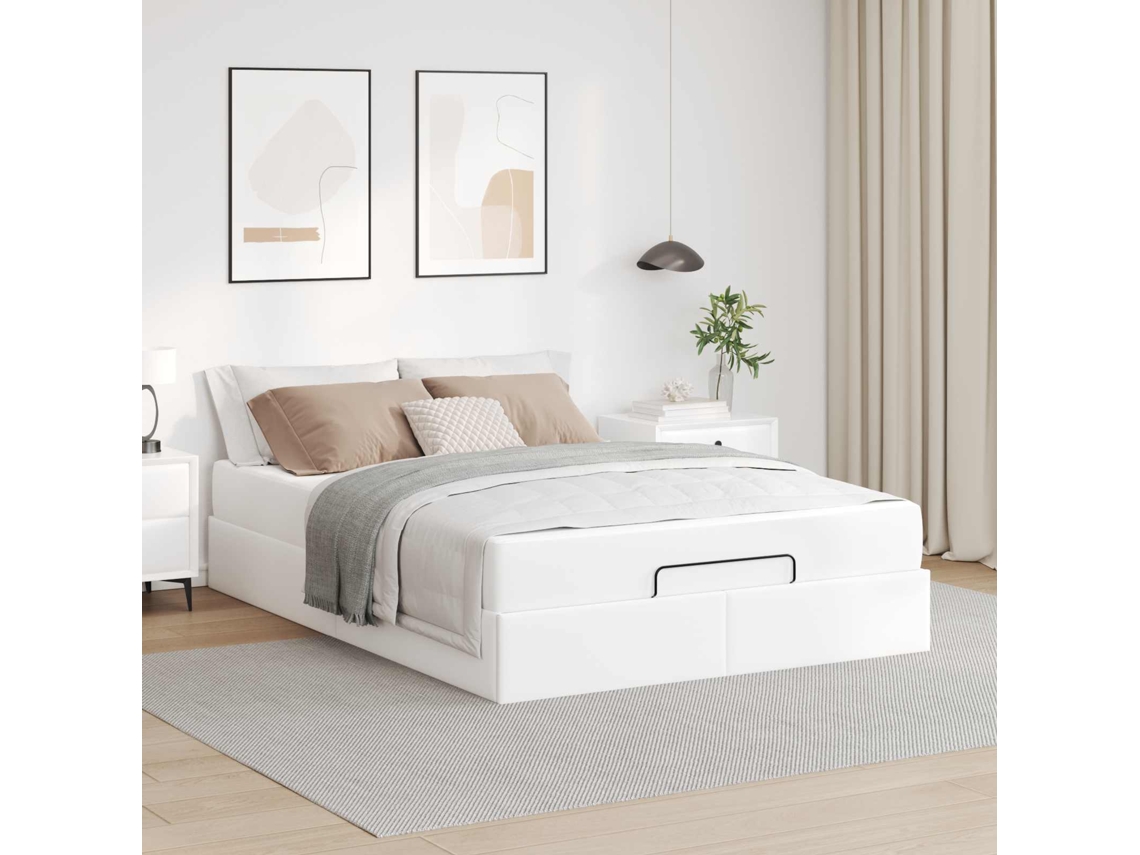 Vidaxl Estrutura De Cama Com Colchão Outros 2 Pcs Branco Pvc