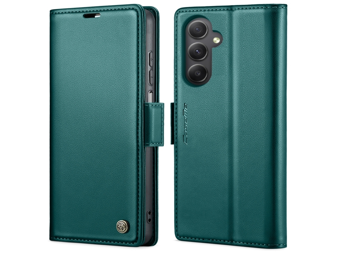 Capa Para Samsung Galaxy A34 5g Borboleta Fivela Litchi Textura De Telefone De Couro Rfid Antirroubo Azul Perolado