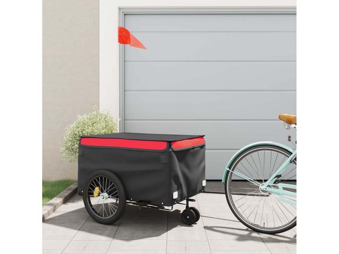 Vidaxl Reboque Para Bicicleta 45 Kg Ferro Preto E Vermelho