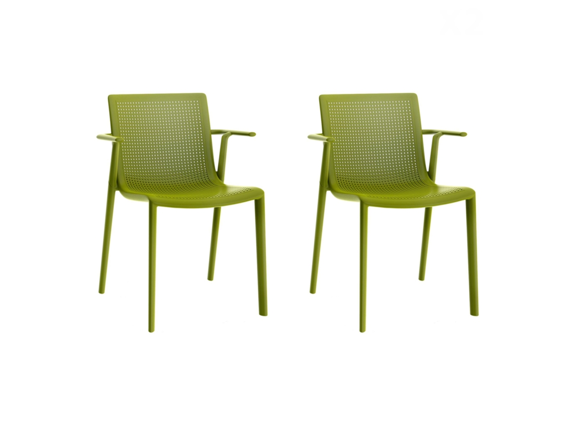 Set 2 Poltronas Interior, Exterior Verde Oliva Beekat Resol