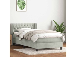 Vidaxl Cama Com Molas/colchão Cinzento-claro 80x220 Cm Veludo