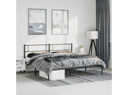 Vidaxl Estrutura de Cama com Cabeceira 193x203 Cm Metal Preto