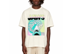 Rockinstone Jaws Movie Neon Waves Solid Natural Adult T-shirt Size:m