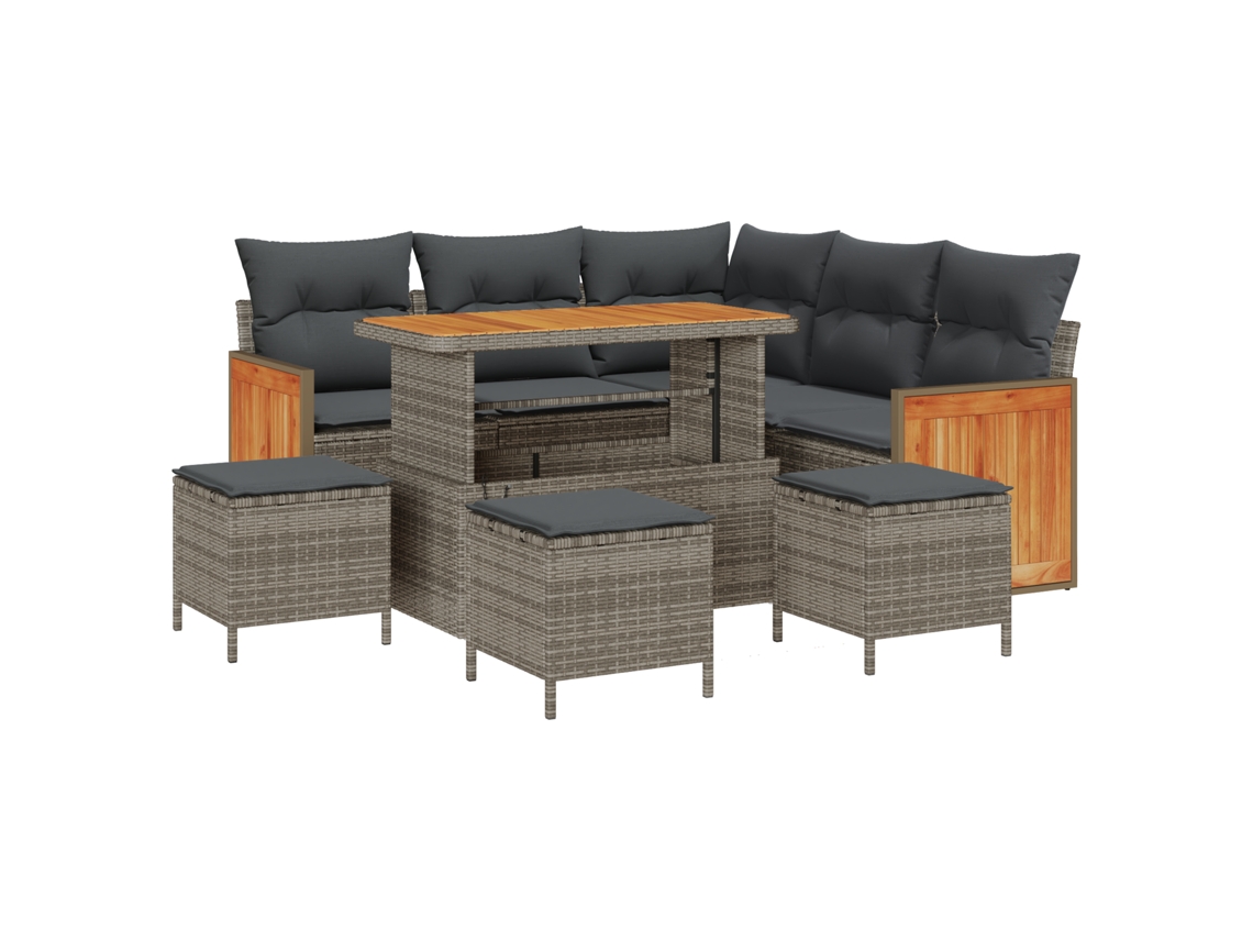 Conjunto 9 Conjunto De Sofá De Jardim Vidaxl Cinzento Vime Pe (216 X 216 X 85 Cm)
