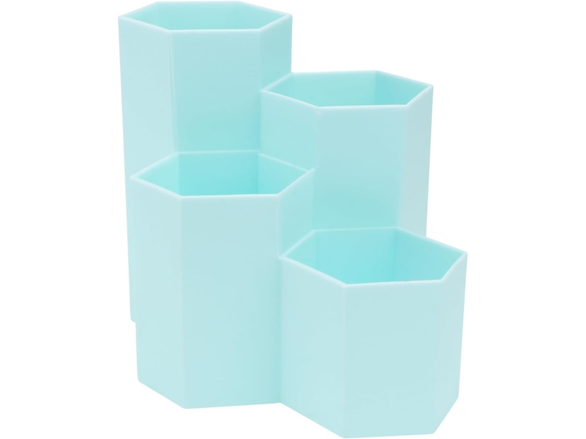 Porta-canetas Hexagonal Com 4 Compartimentos, Caixa Para Material Escolar