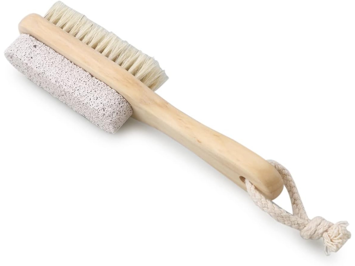 Escova De Cerdas Naturais Javali Com Cabo Madeira Para Esfoliação E Massagem, Cuidados Com Calosidades E Pele Seca