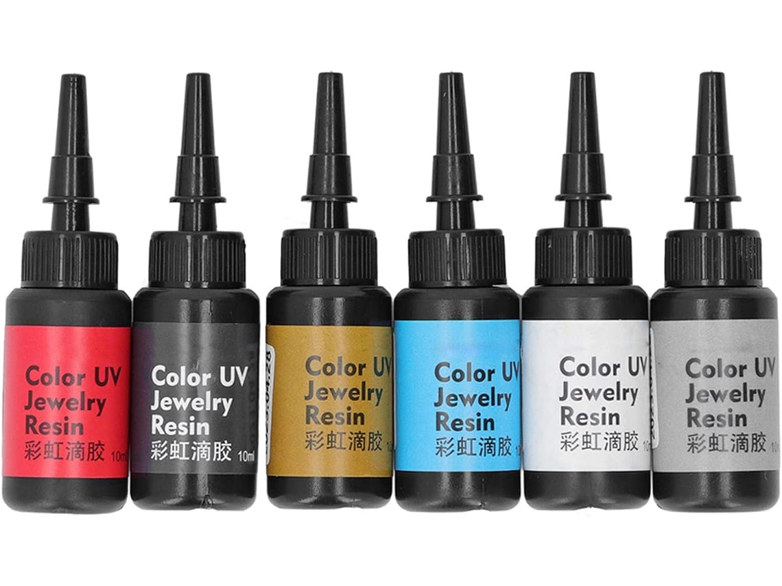 Resina Uv, 6 Unidades De 10ml, Resina Uv Transparente E Cristalina, Cura Rápida, Cola Uv Transparent Gokoco