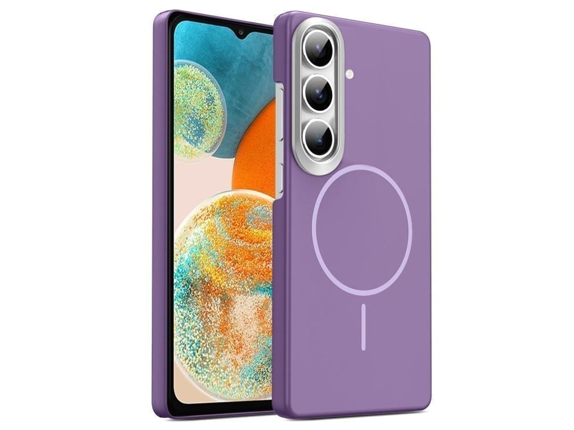 Capa Para Samsung Galaxy A24 4g Fina Circular Magsafe À Prova De Choque Dourada Em Policarbonato Roxa