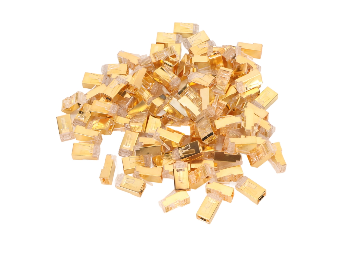 Conectores De Passagem Rj45 Cat6e, 100 Peças, Blindagem De Cobre Puro, Plug And Play, 8p8c, Terminais De Crimpagem Para Cabos Ethernet Slowmoose