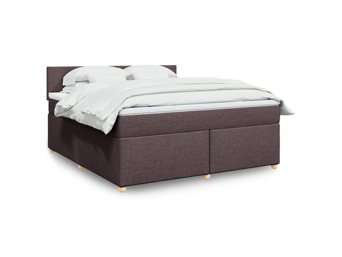 Vidaxl Cama Com Molas/colchão 180x200 Cm Tecido Castanho-escuro