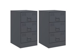 Mesas de Cabeceira 2 Pcs 34,5x39x62 Cm Aço Antracite MAISON EXCLUSIVE