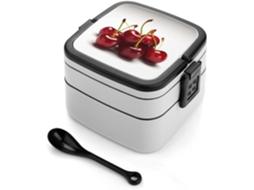 Marmita Bento De Camada Dupla Com Cerejas, Design Moderno E Minimalista, Empilhável, À Prova De Vazamentos, Retangular