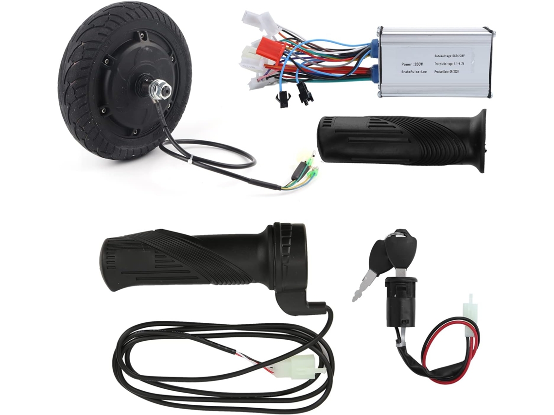 Kit de conversão para scooter elétrica 24V 350W com motor de cubo sem escova e roda de metal de 8 polegadas, compatível com o