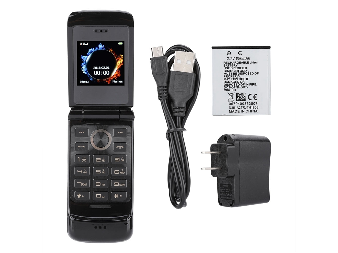 Telefone Flip Mini Laxiscreed Com Corpo Metal E Suporte Dual Sim