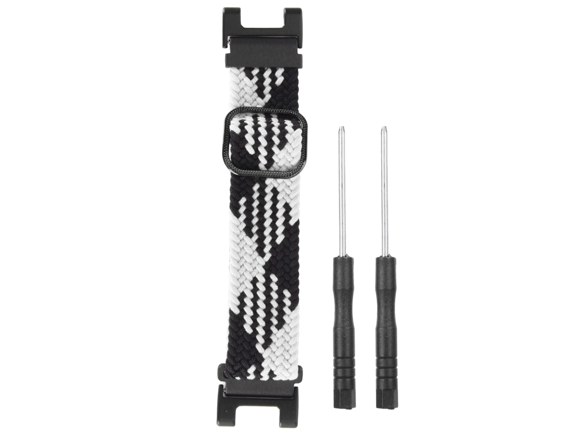 Pulseira de Nylon Trançado Elástico 22mm para Amazfit T Rex Preto e Branco