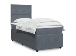 Vidaxl Cama Com Molas/colchão 90x190 Cm Veludo Cinza-escuro