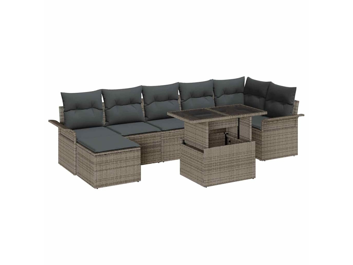 Vidaxl Conjunto De Sofá De Jardim 8 Unid. Cinzeto