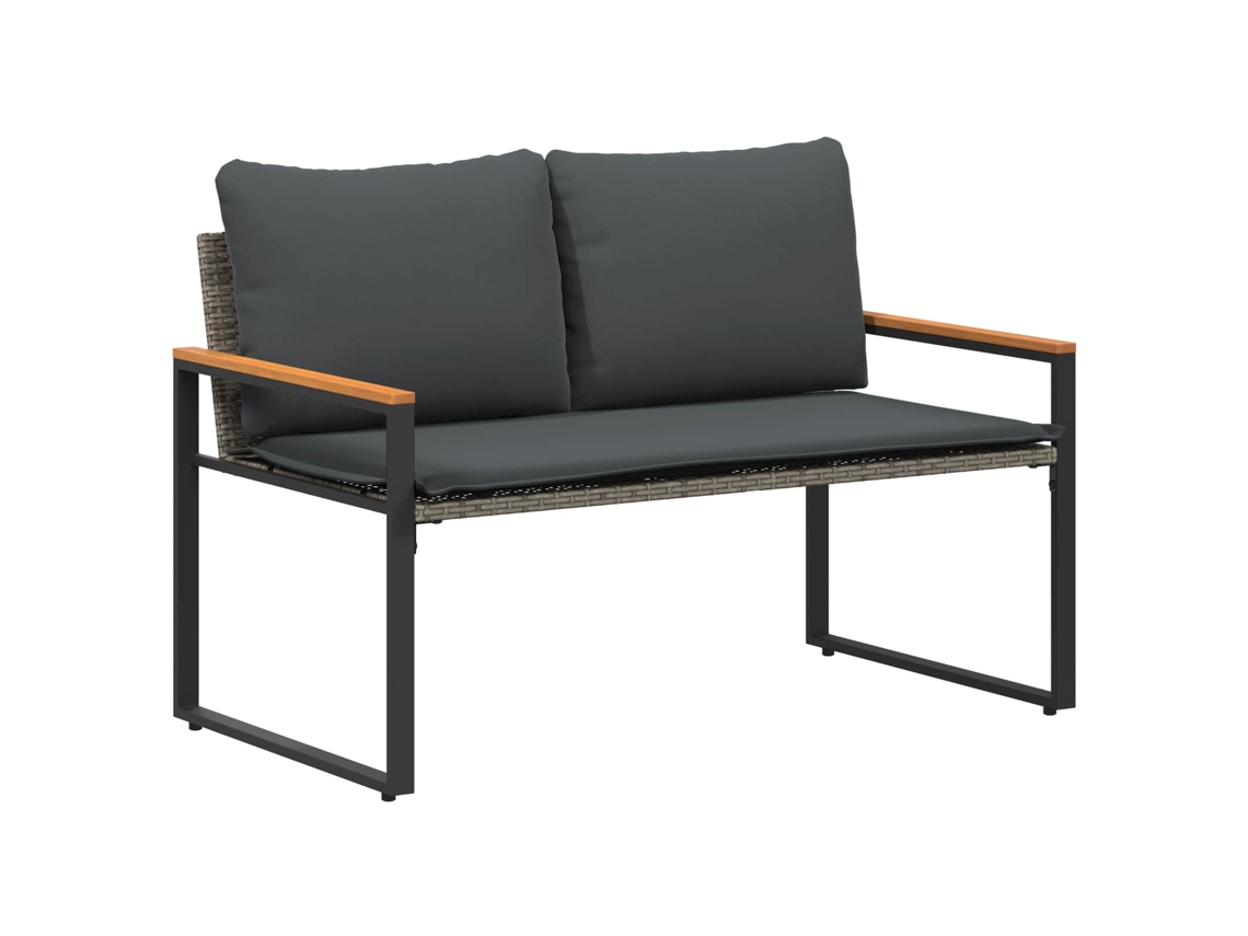 Conjunto 1 Banco De Exterior Vidaxl Cinzento Vime (115 X 65 X 72 Cm)