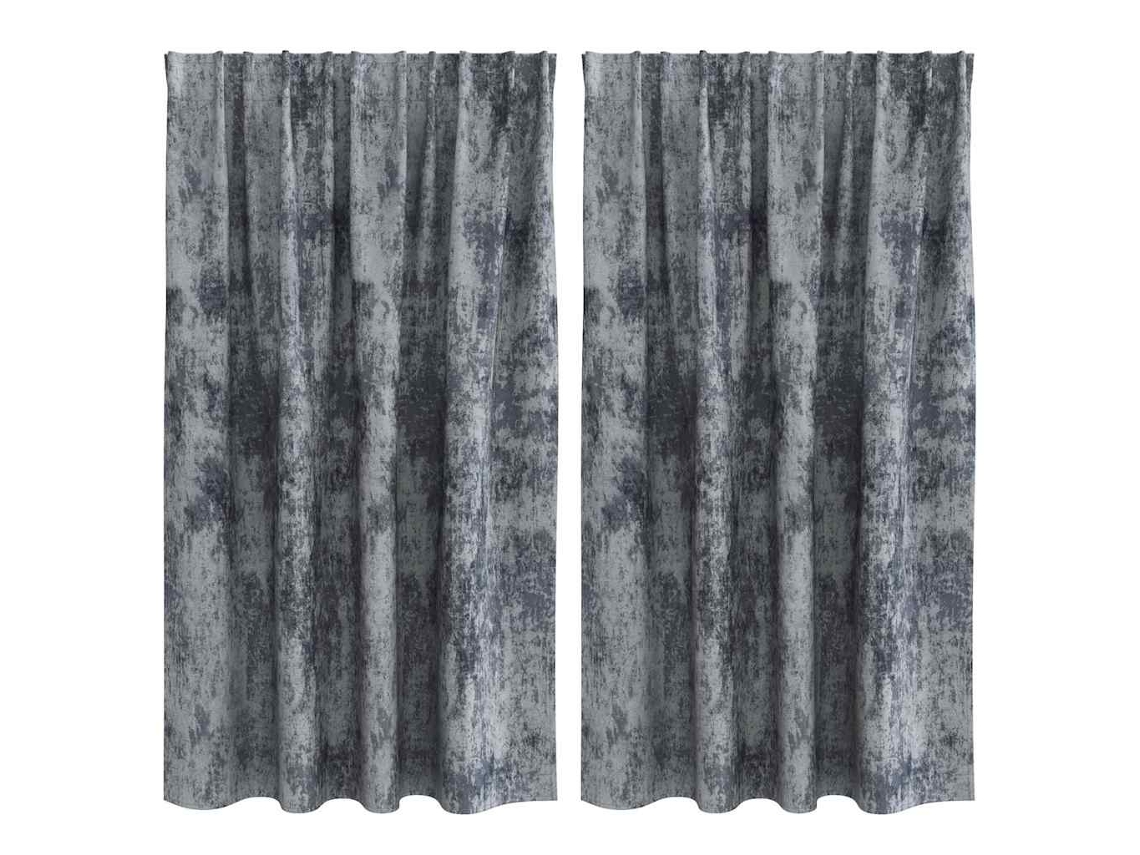 Conjunto 2 Cortinas De Veludo Vidaxl Cinzento Veludo (140 X 140 Cm)
