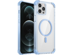 Capa Transparente Magnética Anti-queda Com Quatro Cantos Para Iphone 12 Pro Max, Protetora Fina E Resistente A Impactos, Azul