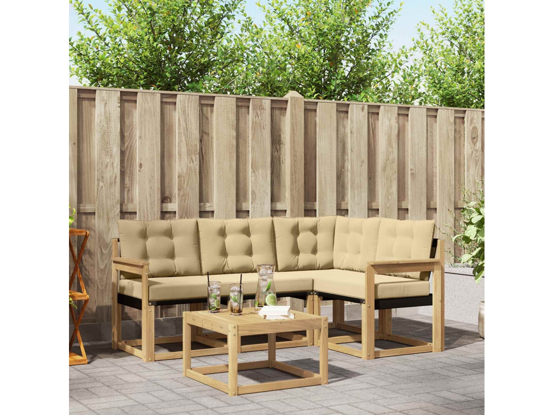Vidaxl Conjunto De Sofás Para Exterior 5 Unid. Branco E Bege