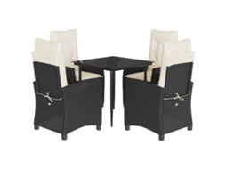 Conjunto de 5 Jantar para Jardim com Almofadões Vime Pe Preto MAISON EXCLUSIVE