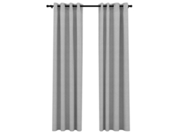 Maison Exclusive - Cortinas Opacas Aspeto Linho C/ Ilhós 2 Pcs 140x225 Cm Cinzento