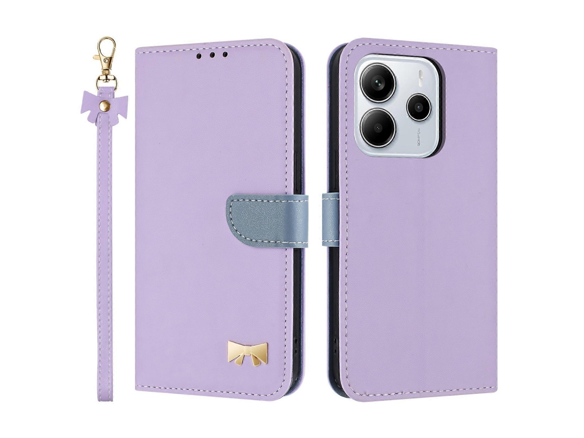 Capa De Celular Com Estampa De Laço E Alça De Pulso, Vermelha E Roxa, Para Xiaomi Redmi Note 14 5g / Poco M7 Pro 5g
