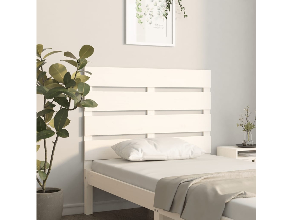 Cabeceira De Cama 75x3x80 Cm Pinho Maciço Branco Lovely Home